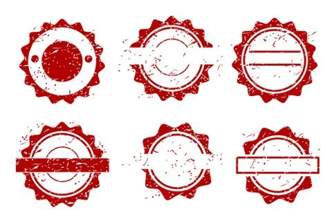 Simple Vector 6 Style Red Blank Circle Rubber Stamp Effect, isolated on white Stock Illustration
