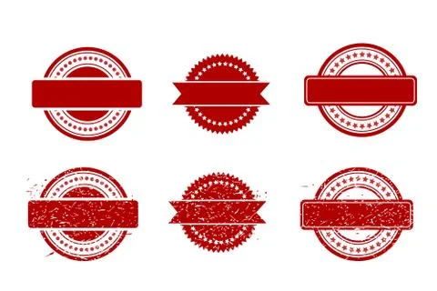 Simple Vector 6 Style Red Blank Circle Rubber Stamp Effect, isolated on white Stock Illustration