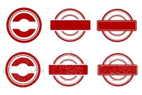 Simple Vector 6 Style Red Blank Circle Rubber Stamp Effect, isolated on white Stock Illustration