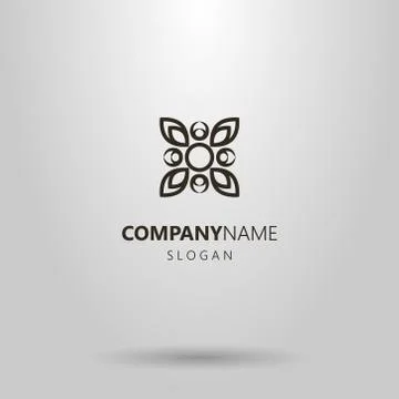 Simple vector abstract flower logo with four petals Stock Illustration