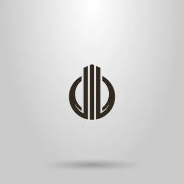 Simple vector abstract sign of three pillars rising up in a round frame Stock Illustration