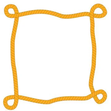 Simple Vector Abstract Square Shape Frame from Brown Rope, at White Backgroun 스톡 일러스트