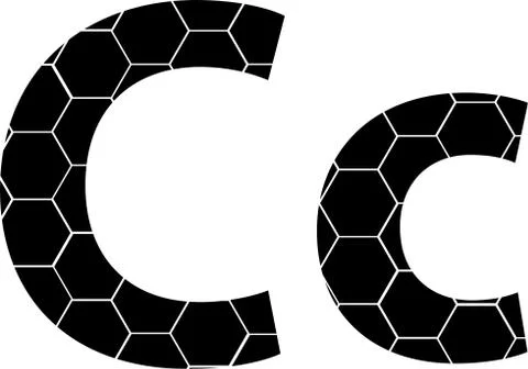 Simple vector alphabet of honeycombs, vector icons isolated on white - C Stock Illustration