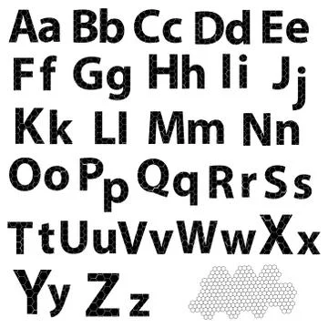 Simple vector alphabet of honeycombs, vector icons isolated on white Stock Illustration