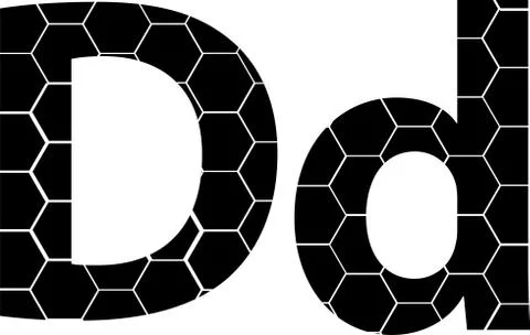 Simple vector alphabet of honeycombs, vector icons isolated on white - D Stock Illustration