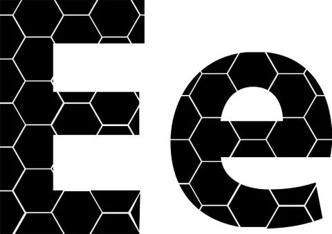 Simple vector alphabet of honeycombs, vector icons isolated on white - E Stock Illustration