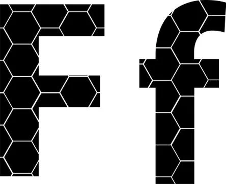 Simple vector alphabet of honeycombs, vector icons isolated on white - F Stock Illustration