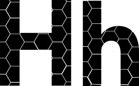 Simple vector alphabet of honeycombs, vector icons isolated on white - H Stock Illustration