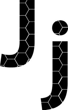 Simple vector alphabet of honeycombs, vector icons isolated on white - J Stock Illustration