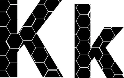 Simple vector alphabet of honeycombs, vector icons isolated on white - K Stock Illustration