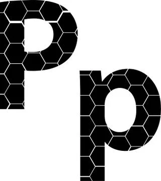Simple vector alphabet of honeycombs, vector icons isolated on white - P Stock Illustration