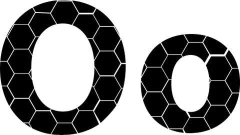 Simple vector alphabet of honeycombs, vector icons isolated on white - O Stock Illustration