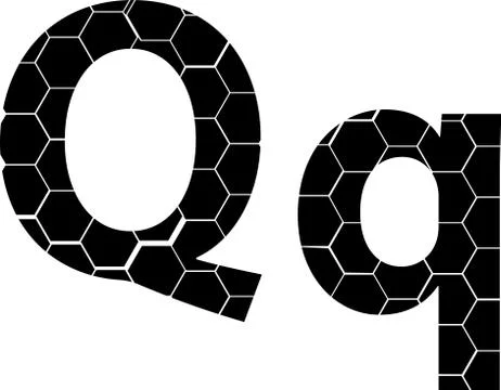 Simple vector alphabet of honeycombs, vector icons isolated on white - Q Stock Illustration