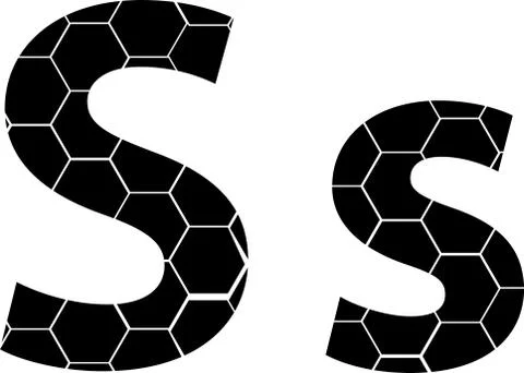 Simple vector alphabet of honeycombs, vector icons isolated on white - S Stock Illustration