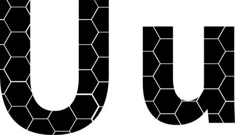 Simple vector alphabet of honeycombs, vector icons isolated on white - U Stock Illustration