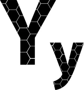 Simple vector alphabet of honeycombs, vector icons isolated on white - Y Stock Illustration