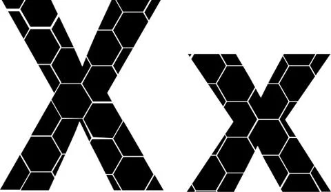 Simple vector alphabet of honeycombs, vector icons isolated on white - X Stock Illustration
