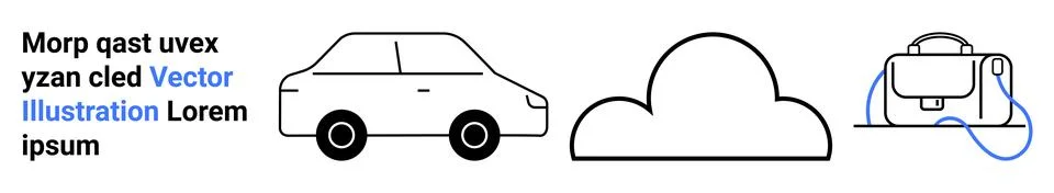 Simple Vector Art with Car, Cloud, and Bag for Various Creative Uses イラスト素材