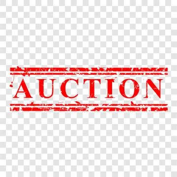 Simple Vector, Auction, Scratch Red Rubber Stamp, at transparent effect backg Stock Illustration