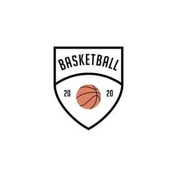 Simple vector basketball shield logo emblem Stock Illustration