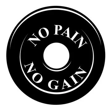 Simple Vector Black and White barbell Plate, with Text No Pain No Gain isolat Stock Illustration
