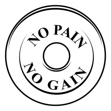 Simple Vector Black and White barbell Plate, with Text No Pain No Gain isolat Stock Illustration