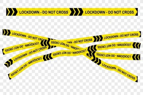 Simple Vector Black and Yellow Ribbon, Police Line, Lockdown Do Not Cross Due Illustrazione stock