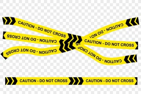 Simple Vector Black and Yellow Ribbon, Police Line, Caution Do Not Cross Due  Stock Illustration
