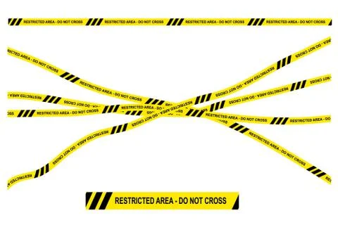 Simple Vector Black and Yellow Ribbon, Police Line, Restricted Area, Do Not C Stock Illustration