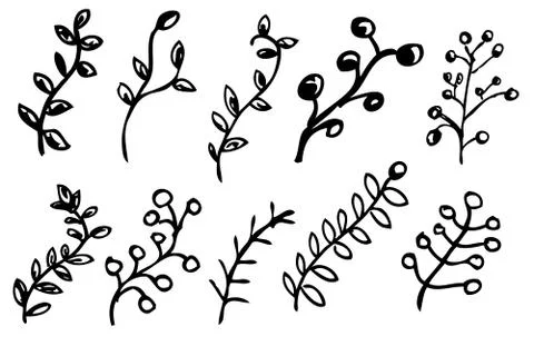 Simple Vector Black Hand Draw Sketch Laurel Wreath Stock Illustration