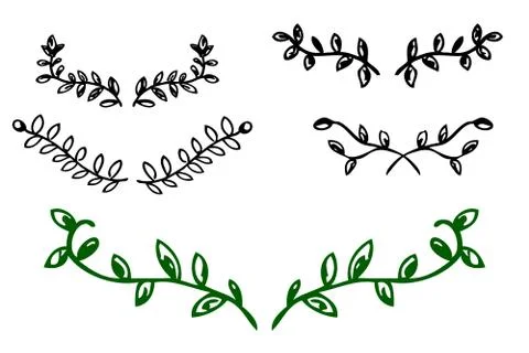 Simple Vector Black Hand Draw Sketch Laurel Wreath Illustrazione stock