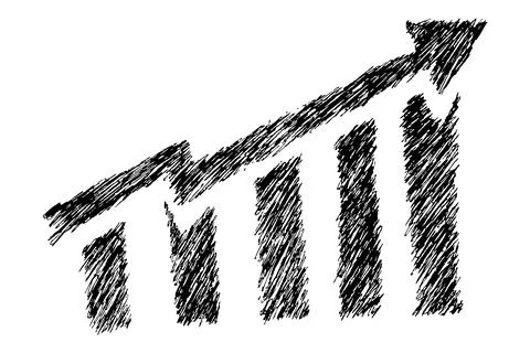 Simple vector black raise graphic chart, from scribble thick line Stock Illustration