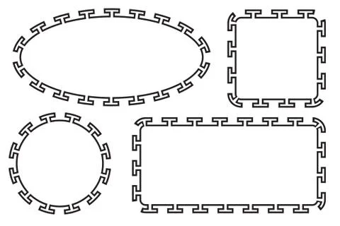 Simple Vector Black Square Rectangle Circle and Oval Frame for Certificate, P Stock-Illustration