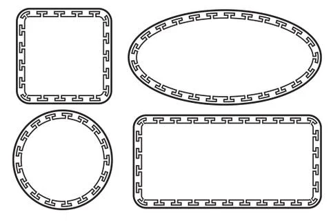 Simple Vector Black Square Rectangle Circle and Oval Frame for Certificate, P 스톡 일러스트