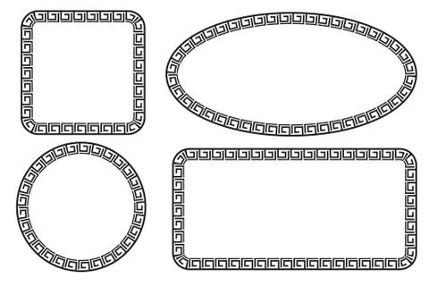 Simple Vector Black Square Rectangle Circle and Oval Frame for Certificate, P 스톡 일러스트