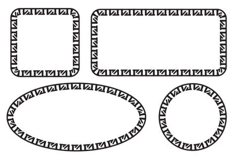 Simple Vector Black Square Rectangle Circle and Oval Frame for Certificate, P Stock Illustration