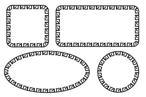 Simple Vector Black Square Rectangle Circle and Oval Frame for Certificate, P 스톡 일러스트