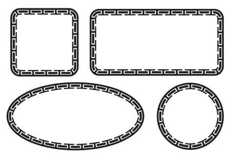 Simple Vector Black Square Rectangle Circle and Oval Frame for Certificate, P Stock-Illustration