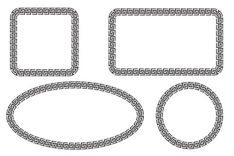 Simple Vector Black Square Rectangle Circle and Oval Frame for Certificate, P 스톡 일러스트