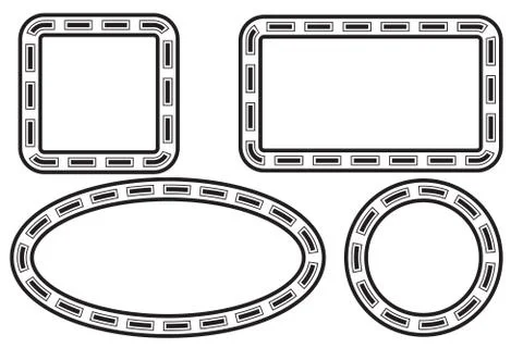 Simple Vector Black Square Rectangle Circle and Oval Frame for Certificate, P Stock Illustration
