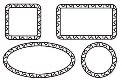 Simple Vector Black Square Rectangle Circle and Oval Frame for Certificate, P 스톡 일러스트