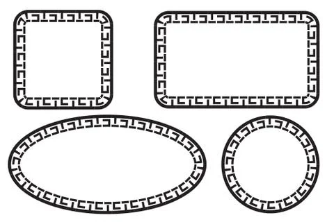 Simple Vector Black Square Rectangle Circle and Oval Frame for Certificate, P 스톡 일러스트