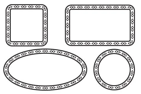 Simple Vector Black Square Rectangle Circle and Oval Frame for Certificate, P 스톡 일러스트