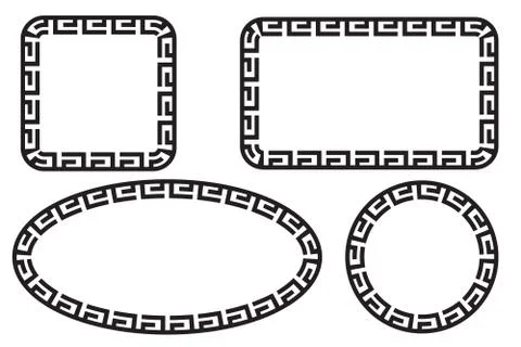 Simple Vector Black Square Rectangle Circle and Oval Frame for Certificate, P 스톡 일러스트