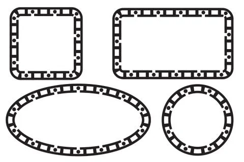 Simple Vector Black Square Rectangle Circle and Oval Frame for Certificate, P 스톡 일러스트
