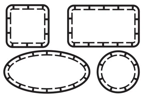 Simple Vector Black Square Rectangle Circle and Oval Frame for Certificate, P 스톡 일러스트