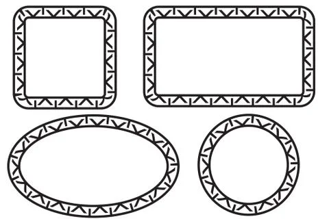 Simple Vector Black Square Rectangle Circle and Oval Frame for Certificate, P Stock Illustration