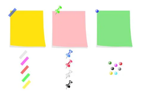 Simple Vector Blank Note and Push Pin Stock Illustration