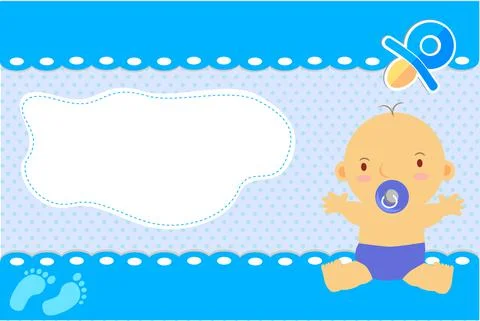 Simple Vector Blank Rectangle Baby Boy Greeting Card Stock Illustration