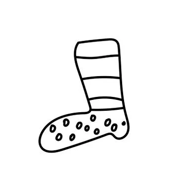 Simple vector boot. Autumn illustration with black lines Stock Illustration